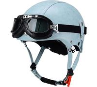 Open Face Motorbike Helmet Half Helmet Brain Cap Vintage Motorcycle Helmet German Style Pilot Helmet Scooter Helmet ECE 22.06 Approved for Men Women Adult Crash Helmet 1,54~61cm