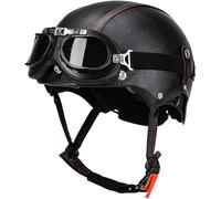 Open Face Motorbike Helmet Half Helmet Brain Cap Vintage Motorcycle Helmet German Style Pilot Helmet Scooter Helmet ECE 22.06 Approved for Men Women Adult Crash Helmet 5,54~61cm