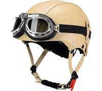 Open Face Motorbike Helmet Half Helmet Brain Cap Vintage Motorcycle Helmet German Style Pilot Helmet Scooter Helmet ECE 22.06 Approved for Men Women Adult Crash Helmet 7,54~61cm