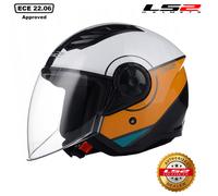 Open Faced Motorcycle Helmet. LS2 Airflow II ECE 22.06 - COVER GLOSS WHITE BROWN