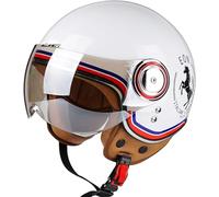 Open Face Motorbike Helmet, Retro Motorcycle Half Helmet with Goggles, ECE22.05 Approved, Motorbike Open Face Crash Jet Helmet for Men Women A4,XL/(61~62cm)