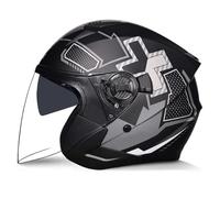 Open Face Motorbike Helmet Scooter Motorcycle Crash Jet Helmet for Men Women ECE 22.06 Approved Double Sun Visor Four Seasons Half Helmet A,XL 59~60CM
