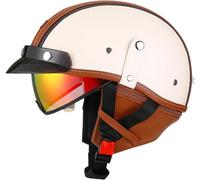 Open Face Motorbike Hrlmet, Motorcycle Vintage German Leather Half Helmet, DOT/ECE Approved with Goggles Visor Chopper Pilot Moped Bicycle Cruiser Scooter 9,XXL