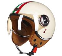 Open Face Motorbike Motorcycle Helmet, Vintage Half Motorbike Helmet with Transparent sunshade, ECE 22-06 Certified, Retro Adult Crash Moped Helmet with Sun Visor for Men and Women