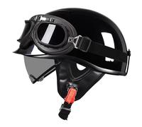 Open-Face Motorcycle Half Helmet DOTECE Approved Four Seasons Motorbike Helmets with Scalable Visor and Goggles Clear Vision for Adults Men Women Lightweight Scooter Helmet Z-4,XL:61-62CM
