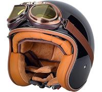 Open Face Motorcycle Half Helmet ECE 22.06 Approved Motorbike Crash Helmet with Sun Visor Retro Vintage Style Motorbike Jet for Youth Men Women A6,L/(59~60cm)