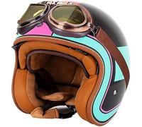 Open Face Motorcycle Half Helmet ECE 22.06 Approved Motorbike Crash Helmet with Sun Visor Retro Vintage Style Motorbike Jet for Youth Men Women A7,M/(57~58cm)