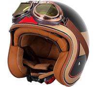 Open Face Motorcycle Half Helmet ECE 22.06 Approved Motorbike Crash Helmet with Sun Visor Retro Vintage Style Motorbike Jet for Youth Men Women A5,L/(59~60cm)