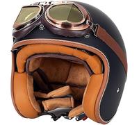 Open Face Motorcycle Half Helmet ECE 22.06 Approved Motorbike Crash Helmet with Sun Visor Retro Vintage Style Motorbike Jet for Youth Men Women A8,L/(59~60cm)