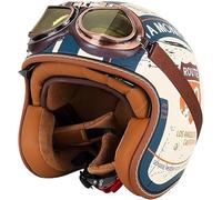 Open Face Motorcycle Half Helmet ECE 22.06 Approved Motorbike Crash Helmet with Sun Visor Retro Vintage Style Motorbike Jet for Youth Men Women A1,XL/(61~62cm)