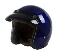 Open Face Motorcycle Helmet, DOT/ECE Approved Retro Half Shell, Quick Release Buckle Open Face Helmet for Men Women, Scooter Cruiser(Blue,XL=(61~62cm))