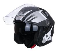 Open Face Motorcycle Helmet ECE Approved Half Casco Fit Men Women ATV Moped Scooter Helmets (BlackWhite, XX-Large)