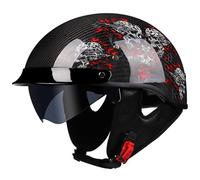 Open Face Motorcycle Helmet ECE Certification Crash Helmet Suitable for Adult Men and Women Stylish and Cool Motorcycle Helmet with Adjustable Quick Release Buckle J,L=(59-60CM)