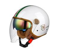 Open Face Motorcycle Helmet Half Helmet with Sun Visor Retro Vintage Style Motorbike Jet Helmet ECE Approved Motorbike Crash Helmet for Adult Men Women H,XL=61-62CM