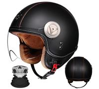 Open Face Motorcycle Helmet, Retro Motorcycle Helmet, Adult Helmet, German Style Vintage Motorcycle Jet Helmet, Vintage Retro With Visor, ECE2206