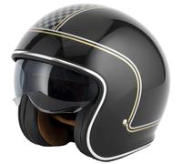 VCAN H589 OPEN FACE RETRO SCOOTER MOD MOTORCYCLE HELMET BLACK UNION JACK ROUNDEL