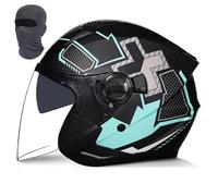Open Face Motorcycle Helmet with Double Sun Visor,DOT/ECE 22.06 Approved,Road Scooter Half Face ABS Motorbike Helmet,Air Vent,Washable lining,for Adult Men Women(K,XXL(61-62m))