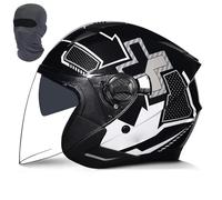 Open Face Motorcycle Helmet with Double Sun Visor,DOT/ECE 22.06 Approved,Road Scooter Half Face ABS Motorbike Helmet,Air Vent,Washable lining,for Adult Men Women(J,L (57-58m))
