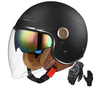 Open Face Safety Helmet Double Visor ABS Shell ECEDOT Compliant Anti-Scratch HD Lens Retro Cruiser Scooter Moped Half Helmet for Men Women (XL)