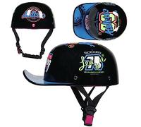 Open Face Vintage Baseball Cap Half Shell Motorcycle Helmet, Extended Retro Brim Helmet ECE Certification, Men Women Motorbike Helmet for Cruiser Chopper Scooter