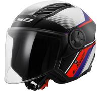 Open Faced Motorcycle Helmet. LS2 Airflow II ECE 22.06 - RUSH GLOSS BLACK WHITE BLUE RED