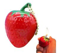 Open Flame Novelty Cute Lighter, Mini Soft Flame Strawberry Creative Portable Refilled Butane Gas Lighter for Women Ladies Gift (Red)
