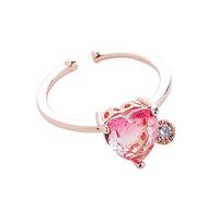 Open for Women Flower Ring Red Stone Pink Floral Rings Stone Ring Stackable Adjustable Cluster Rings Dainty Western Jewelry Rings (E, One Size)