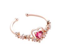 Open for Women Flower Ring Red Stone Pink Floral Rings Stone Ring Stackable Adjustable Cluster Rings Dainty Western Jewelry Rings (G, One Size)