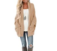 Open Front Cardigans,Women'S Chunky Knit Cardigan Open Front Shawl Collar Long Cardigan Long Sleeve Soft Cashmere Sweater Elegant Transition Jacket Kimono Cardigan Coat Outwear Autumn Winter,Khaki,L