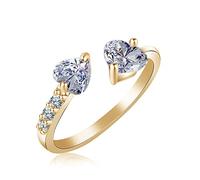 Open Full Jewelry Women Zircon Rings Double Ring Size How to Your Finger for A (Gold, One Size)