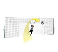 Open Goaaal Football Goal & Backstop Net with Rebounder - Large Size Adjustable Width - Football Sports Netting for Backyard Barrier