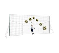 Open Goaaal Football Goal & Backstop Net with Rebounder - Standard Size Adjustable Width - Football Sports Netting for Backyard Barrier