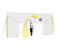 Open Goaaal Junior Football Goal with Net Behind & Rebounder - Garden Football Net Fence & Goal - No-Dig Setup & Pop-Up Ball Stop Net - UV-Resistant PE - Stop Balls Going Over Fence
