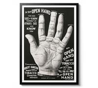 Open Hand, Palm Reading Vintage Illustration Print, Spiritual Mythical Wall Art, Portrait Decor Gift, Archival Matte, A2 (Framed) - 59.4x42cm