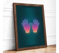 Open Hands Glow Modern Framed Wall Art Print A1 (84.1×59.4cm) Walnut, Wall Decor for Living Room, Bedroom, Office & Home, Ready to Hang, Art Gift