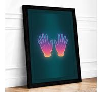 Open Hands Glow Modern Framed Wall Art Print A4 (29.7×21cm) Black, Wall Decor for Living Room, Bedroom, Office & Home, Ready to Hang, Art Gift