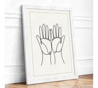 Open Hands Minimalist Framed Wall Art Print A4 (29.7×21cm) White, Wall Decor for Living Room, Bedroom, Office & Home, Ready to Hang, Art Gift
