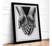 Open Hands, Open Time Minimalist Framed Wall Art Print A1 (84.1×59.4cm) Black, Wall Decor for Living Room, Bedroom, Office & Home, Ready to Hang, Art Gift