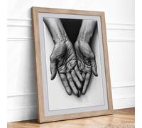 Open Hands, Open Time Minimalist Framed Wall Art Print A4 (29.7×21cm) Oak, Wall Decor for Living Room, Bedroom, Office & Home, Ready to Hang, Art Gift
