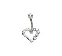 Open Heart 316L Surgical Steel Belly/Naval Bar | Crystal Bars (Clear Open Heart)