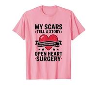 Open Heart Surgery Scars Tell A Story, Heart Attack Survivor T-Shirt, Men, Pink, Large