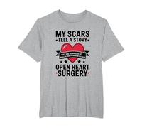 Open Heart Surgery Scars Tell A Story, Heart Attack Survivor T-Shirt, Men's Big and Tall, Heather Grey, 3X Tall