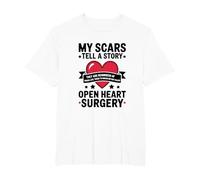 Open Heart Surgery Scars Tell A Story, Heart Attack Survivor T-Shirt, Men's Big and Tall, White, 2X Tall
