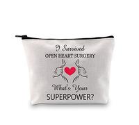 Open Heart Surgery Survivor Gift I Survived Open Heart Surgery Makeup Bag Open Heart Warrior Cosmetic Bag Heart Surgery Bypass Recovery Gift (Open Heart Surgery White)