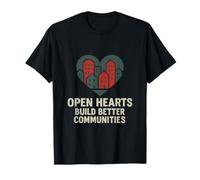 Open Hearts Build Better Communities Stencil Graphic T-Shirt