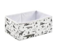 Open Home Storage Bins Foldable Organizer Basket for Classroom 11.02x11.02x11.02in Bear and Moose Silhouettes in The Wilderness