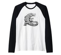 Open Jaw Gator Vintage Woodcut Wildlife Raglan Baseball Tee