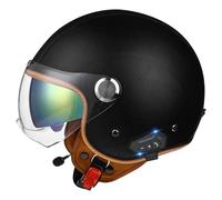 Open Jet Helmet, Bluetooth Motorcycle 3/4 Helmet with Built-in Headphones and Microphone with Retractable Visor, ECE Certified Retro Motorcycle Helmet for Adult Men and Women 8,M54-57CM