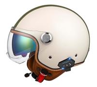 Open Jet Helmet, Bluetooth Motorcycle 3/4 Helmet with Built-in Headphones and Microphone with Retractable Visor, ECE Certified Retro Motorcycle Helmet for Adult Men and Women 10,L57-60CM