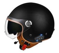 Open Jet Helmet, Bluetooth Motorcycle 3/4 Helmet with Built-in Headphones and Microphone with Retractable Visor, ECE Certified Retro Motorcycle Helmet for Adult Men and Women 7,XL60-62CM